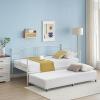 Garvee Twin Metal Daybed with Trundle, Pullout Trundle Bed Frame with Arched Headboard, Guest Sofa Bed with Steel Slat Support, No Box Spring Required, Easy Assembly, Black(White)