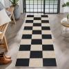 Garvee Washable Easy Jute Rug 5×7 Modern Striped Living Room Rug with Non-Slip Backing, Non Shedding Neutral Floor Mats, Indoor Outdoor Carpet for Bedroom, Patio, Backyard, Brown(Checkerboard|black&natural)