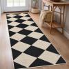 Garvee Washable Easy Jute Rug 5×7 Modern Striped Living Room Rug with Non-Slip Backing, Non Shedding Neutral Floor Mats, Indoor Outdoor Carpet for Bedroom, Patio, Backyard, Brown(Diamond|black&natural)