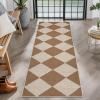 Garvee Washable Easy Jute Rug 5×7 Modern Striped Living Room Rug with Non-Slip Backing, Non Shedding Neutral Floor Mats, Indoor Outdoor Carpet for Bedroom, Patio, Backyard, Brown(Diamond|brown)
