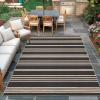 Garvee Washable Easy Jute Rug 5×7 Modern Striped Living Room Rug with Non-Slip Backing, Non Shedding Neutral Floor Mats, Indoor Outdoor Carpet for Bedroom, Patio, Backyard, Brown(Striped|black&natural)