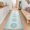 Garvee Washable Rug 9×12 Living Room Rug Modern Abstract Rugs with Non Slip Backing Non Shedding Low Pile Throw Mats Contemporary Foldable Floor Carpet for Dining Room, Bedroom, Office, Coffee(Floral|light Blue)