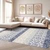 Garvee Washable Rug 9×12 Living Room Rug Modern Abstract Rugs with Non Slip Backing Non Shedding Low Pile Throw Mats Contemporary Foldable Floor Carpet for Dining Room, Bedroom, Office, Coffee(Modern|blue)