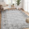 Garvee Washable Solid 8×10 Rugs for Living Room Bedroom,Non Slip Stain-Resistant Border Scalloped Rug for Dining Room Office,Low-Pile Soft Neutral Carpets for Under Table Farmhouse Playroom, Beige(Border|grey Green)