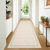 Garvee Washable Solid 8×10 Rugs for Living Room Bedroom,Non Slip Stain-Resistant Border Scalloped Rug for Dining Room Office,Low-Pile Soft Neutral Carpets for Under Table Farmhouse Playroom, Beige(Beige 1)