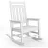 HDPE Rocking Chair Outdoor Set of 2 with Side Table – Poly High Back Porch Rocker Chairs for Adults – All Weather Resistant Furniture for Patio Front Porch – Gray(White)