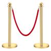 Velvet Ropes and Posts, GARVEE Crowd Control Barriers, 1 Red Velvet Rope 5 ft, 2 Pcs 38 in Gold Stanchion Post with Ball Top for Red Carpet, Theaters, Parties, Wedding, Exhibition
