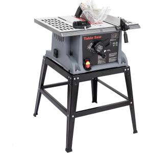 10in Table Saw, 1800W 5000RPM Portable Table Saw with Stand & Safety Switch, Push Stick, 90°Cross Cut & 0-45°Cutting, Multifunctional Table Saw for Woodworking, DIY Working