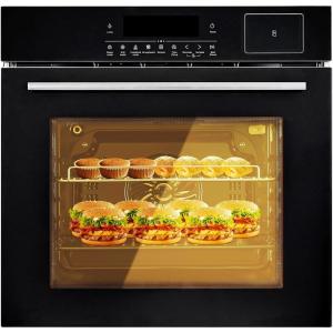 24 in Electric Single Wall Oven, 2.5Cu.ft with 8 Baking Modes, 70 L Electric Convection Oven, with Air Frying Function, 3000 w, 3D Surround Heating with Double-Layered Glass Door, Timer, Touch Control