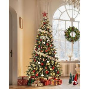 6.5 FT Pre-Lit Pencil Christmas Tree – 300 Warm White Lights, Auto-Hinged Expansion, Foldable Metal Stand, PE & PVC Construction – for Porch, Party, Office, and Home Decor(Classic Green-ⅱ)