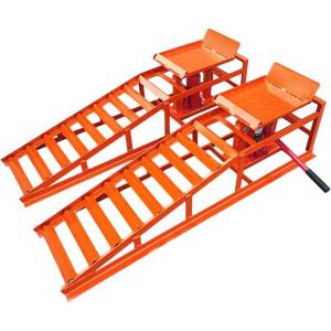 Car Truck Service Ramps,Portable Car Ramps for Oil Changes,2 Pack 12000 LBS (5 T) Capatity Car Lifts for Home Garage,Vehicle Auto Garage Repair.Lift Height Adjust 9.8 in-15 in (Red)(Orange)