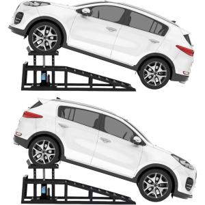 Car Truck Service Ramps,Portable Car Ramps for Oil Changes,2 Pack 12000 LBS (5 T) Capatity Car Lifts for Home Garage,Vehicle Auto Garage Repair.Lift Height Adjust 9.8 in-15 in (Red)(Black 5T)