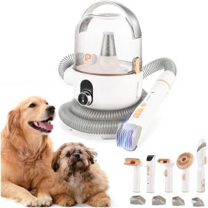 Dog Grooming Vacuum Kit, GARVEE 11Kpa Suction Power Pet Hair Vacuum for Shedding Grooming with 2 L Large Capacity Hair Storage, 5 Professional Pet Grooming Tools for Dogs Cats