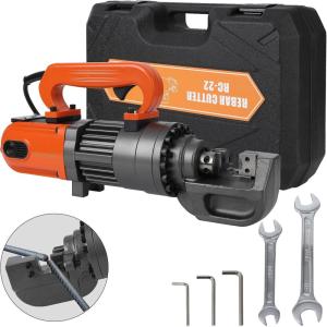 Electric Hydraulic Rebar Cutter, 1350W 110V, Cutting up to 7/8 in #7 4-22 mm Rebar, Steel, with Blades, Cutting Speed 3.5-4.0S, Concrete Construction Tools Heavy Duty (1350W RC-22)