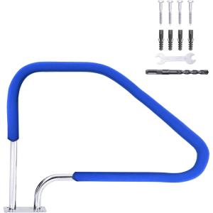 GARVEE 49.5″x 36″ Swimming 304 Stainless Steel Pool Stair Rail Humanized Swimming Pool Handrail 250LBS Load Capacity with Blue Grip Cover for Inground Pool