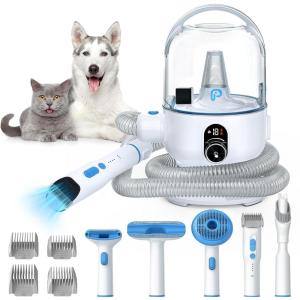 GARVEE Dog Grooming Vacuum, Pet Brush Kit for Shedding Grooming Vacuum Suction 99.99% Low Noise Pet Hair With 5 Pet Grooming Tools