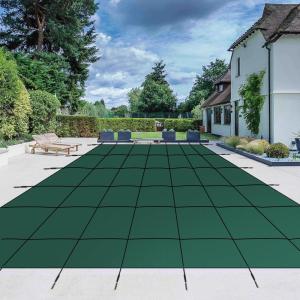 GARVEE Pool Safety Inground Pool Cover, Fits 16×32 ft Pool with Center Steps, Full Set w/Pool Safety Net and Installation Tools, Ultra-Dense Safety Pool Cover 18×34 ft w/Anchors for Inground Pools(20 x 38 ft)