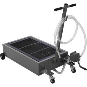 Garvee 20 Gallon Oil Drain Pan Oil Drain Tank with 12V Electric Pump, 76L Low Profile Oil Drain Pan, Oil Change Pan with T Foldable Hand and Wheels, 8FT Hose Oil Drain Cart for Car, SUV, Trucks(Hand Pump-Black)