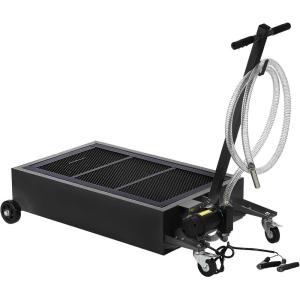 Garvee 20 Gallon Oil Drain Pan Oil Drain Tank with 12V Electric Pump, 76L Low Profile Oil Drain Pan, Oil Change Pan with T Foldable Hand and Wheels, 8FT Hose Oil Drain Cart for Car, SUV, Trucks(Electric Pump-12V-Black)