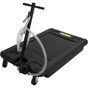 Garvee 20 Gallon Oil Drain Pan Oil Drain Tank with 12V Electric Pump, 76L Low Profile Oil Drain Pan, Oil Change Pan with T Foldable Hand and Wheels, 8FT Hose Oil Drain Cart for Car, SUV, Trucks(Hand Pump-20 Gallon-Black-PP)