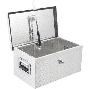 Garvee 20 in Aluminum Diamond Plate Tool Box With Lock and Keys, Heavy Duty Waterproof Truck Storage Organizer Chest for Pick Up Truck Bed, Rv Trailer/Van With Side Handle(Silver)