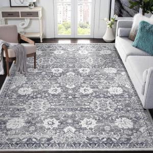 Garvee 5×7 Bedroom Rugs Non Slip Washable Rugs for Living Room Modern Striped Area Rug for Dining Room Stain Resistant Area Rug for Classroom Office Blue and Orange(Dark Grey & White)