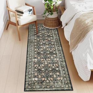 Garvee 5×7 Washable Rugs for Living Room – Stain Resistant, Non-Slip, Pastel Oriental Rugs for Bedroom, Dining Room, Kitchen. Beige(Blue)