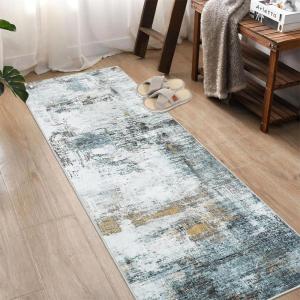 Garvee 9×12 Area Rug Washable Rugs for Living Room Modern Abstract Rug Modern Abstract Area Rugs Stain Resistant Throw Carpet Non-Slip Soft Floor Mat for Nursery Home Office Dining Room，Blue(Blue/Green-abstract1)