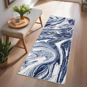 Garvee 9×12 Area Rug Washable Rugs for Living Room Modern Abstract Rug Modern Abstract Area Rugs Stain Resistant Throw Carpet Non-Slip Soft Floor Mat for Nursery Home Office Dining Room，Blue(Blue-wave)