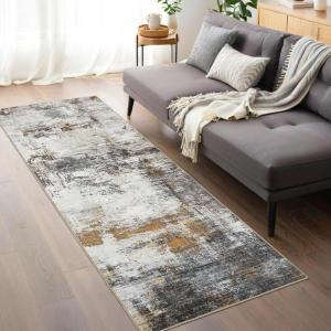 Garvee 9×12 Area Rug Washable Rugs for Living Room Modern Abstract Rug Modern Abstract Area Rugs Stain Resistant Throw Carpet Non-Slip Soft Floor Mat for Nursery Home Office Dining Room，Blue(Brown-abstract1)