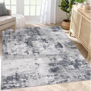 Garvee 9×12 Washable Rugs Low Pile Living Room Rug Boho Accent Rug Soft Bedroom Floor Carpet Modern Woven Print Rugs (Not Braid) Non Shedding Thin Foldable Floor Mats for Nursery Classroom, Green(Grey)