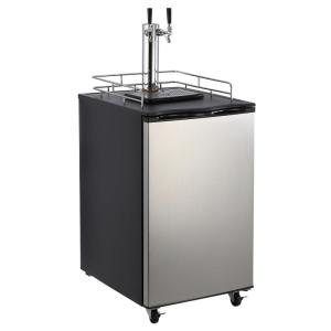 Garvee Beer Kegerator, Dual Tap Draft Beer Dispenser, Full Size Stainless Steel Keg Refrigerator With Drip Tray, CO2 Cylinder, 32°F- 50°F Temperature Control, 170 L