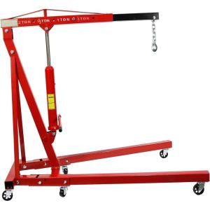 Garvee Engine Hoist, 2 Ton Folding Cherry Picker Shop Crane Hoist Lift, Heavy Duty Hydraulic Engine Crane with 6 Casters, Engine Hoist Lever for Engine Lifting Loading (4400 LBS)