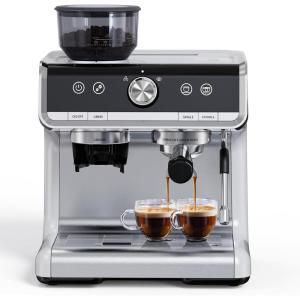 Garvee Espresso Machine with Grinder, Milk Frother Wand, 1450W, 20 Bar Professional Espresso Maker with Barista Kit, 2.8 L Water Tank for Cappuccinos or Macchiatos