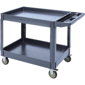 Garvee Service Utility Cart 2-Shelf Utility/Service Cart, 500 LB Capacity, Storage Handle, for Warehouse/Garage/Cleaning/Manufacturing，45 in X25 in Gray