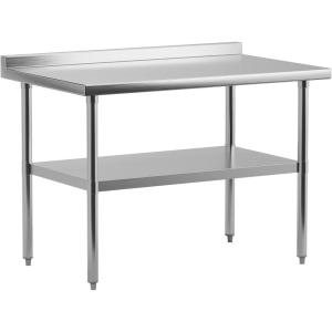 Garvee Stainless Steel Work Table with Backsplash,48×24 in NSF Certified Heavy Duty Kitchen Prep Table for Hotel,Home,Restaurant(without Caster&with Backsplash)