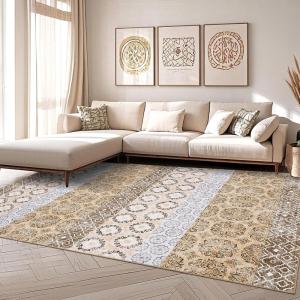 Garvee Washable Rug 9×12 Living Room Rug Modern Abstract Rugs with Non Slip Backing Non Shedding Low Pile Throw Mats Contemporary Foldable Floor Carpet for Dining Room, Bedroom, Office, Coffee(Modern|coffee)