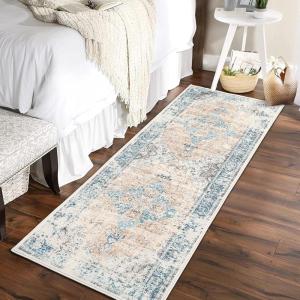 Garvee Washable Rug 9×12 Living Room Rug Modern Abstract Rugs with Non Slip Backing Non Shedding Low Pile Throw Mats Contemporary Foldable Floor Carpet for Dining Room, Bedroom, Office, Coffee(Vintage|terracotta)