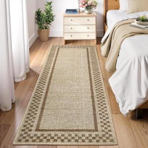 Garvee Washable Solid 8×10 Rugs for Living Room Bedroom,Non Slip Stain-Resistant Border Scalloped Rug for Dining Room Office,Low-Pile Soft Neutral Carpets for Under Table Farmhouse Playroom, Beige(Taupe)