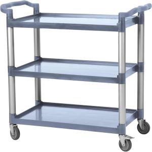 Gravee Service Cart Heavy Duty 3-Shelf Rolling Utility/Push Cart with Lockable Wheels, 360 LBS. Capacity, Black, for Foodservice/Restaurant/Cleaning Grey