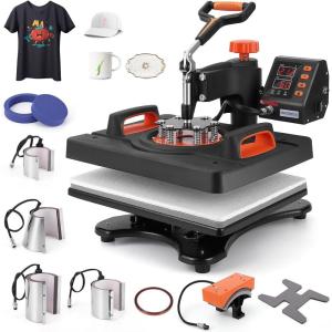 Heat Press Machine 12 x 15 in 9 in 1 Heat Press 800W Sublimation Machine 360° Rotation Swing Away Shirt Printing Machine Dual-Tube Heating for DIY T-Shirt, Hat, Mug, Plate