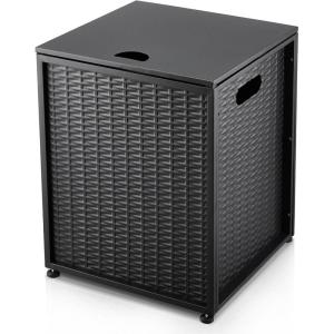 Propane Tank Hideaway Table for Gas Fire Pits – 20 LBS Propane Tank Storage Side Table for Gas Fire Pit, Gas Grill, Griddle, and Propane Stoves (Black)