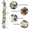 6 ft Christmas Garland with 20 LED Lights, Pre-Lit Gold Xmas Garland with Pine Cones, Ribbons, Magnolia, Ball Ornaments, Christmas Decoration on Mantle Fireplace Front Door(Silver)