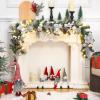 6 ft Christmas Garland with 20 LED Lights, Pre-Lit Gold Xmas Garland with Pine Cones, Ribbons, Magnolia, Ball Ornaments, Christmas Decoration on Mantle Fireplace Front Door(Silver)