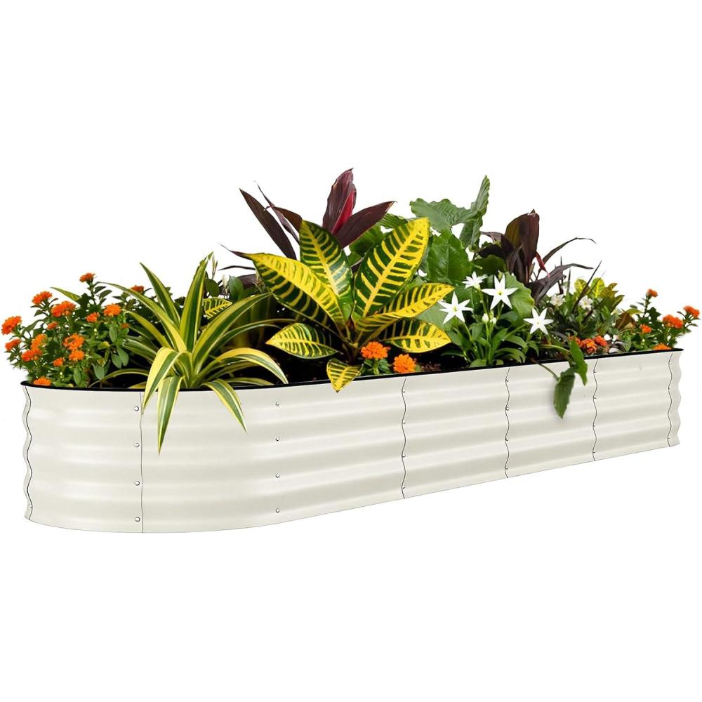 image:image4x2x2 ft Galvanized Raised Garden Bed Outdoor 24 in Tall Metal Planter Box for Flowers Herbs Vegetables RustResistant Raised Garden Beds for Gardening Easy Assembly Outdoor Garden Box amp PlantersBeige 1 Pcs