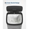 Garvee 16 gal / 60 L Stainless Steel Trash Can with Lid, Large Garbage Can for Kitchen, Rustproof Step-on Kitchen Metal Trash Bin with Liner Rim, Rear Handle, Soft Close Plastic Lid, Silver(Silver)