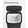 Garvee 16 gal / 60 L Stainless Steel Trash Can with Lid, Large Garbage Can for Kitchen, Rustproof Step-on Kitchen Metal Trash Bin with Liner Rim, Rear Handle, Soft Close Plastic Lid, Silver(Black)