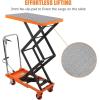 Hydraulic Lift Table Cart 330 LBS, Lift Table Capacity 49.6 in Lifting Height, Double Scissor with 4 Wheels and Non-Slip Pad Thickness 3 mm for Material Handling and Transportation(330 LBS)