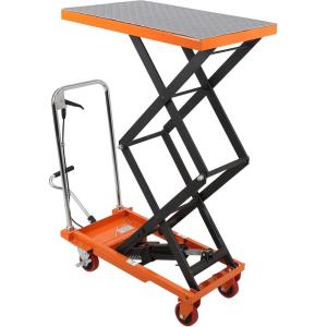 Hydraulic Lift Table Cart 330 LBS, Lift Table Capacity 49.6 in Lifting Height, Double Scissor with 4 Wheels and Non-Slip Pad Thickness 3 mm for Material Handling and Transportation(330 LBS)