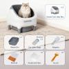 Garvee Self Cleaning Litter Box, Open-Top Automatic Cat Litter Box with APP Control, Odor-Free Waste Disposal Includes Trash Bags, 10.5L Large Waste Bin, for Multiple Cats, White/Grey(White & Grey)